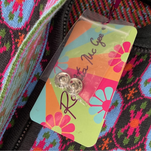 Spanish line, BRIGHT multi colored zip up sweater coat - Picture 3 of 5